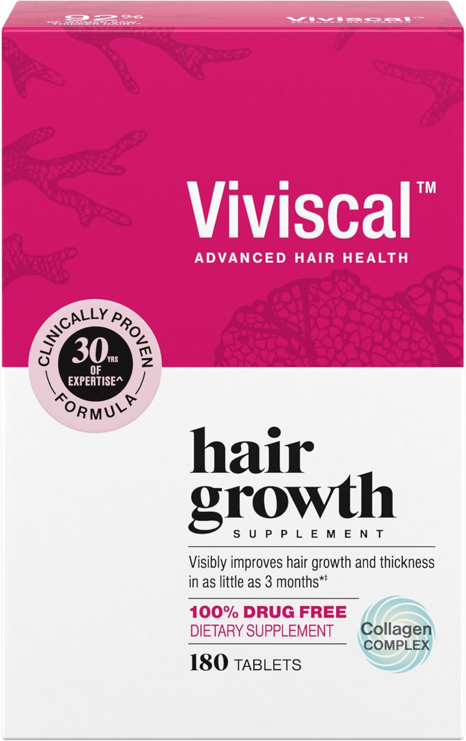 Viviscal, Hair Growth Supplements, 180 Tablets, 3 Month Supply.